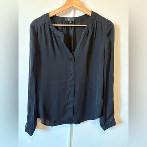 Babaton Black Silk Long Sleeve Blouse (black) *Vintage*